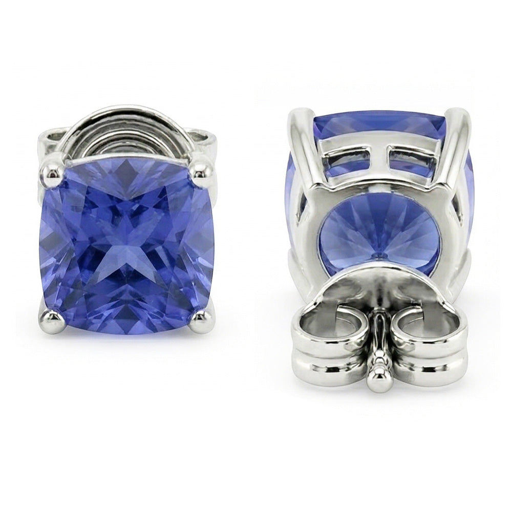 8 Carat Princess Sri Lankan Sapphire Studs Earrings Women Jewellery