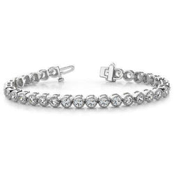 8 Carat Real Round Bezel Diamond Bracelet White Gold Jewelry