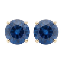 8 Carat Round Ceylon Blue Sapphire Stud Earrings Yellow Gold
