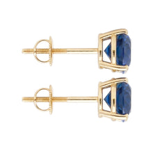 8 Carat Round Ceylon Blue Sapphire Stud Earrings Yellow Gold