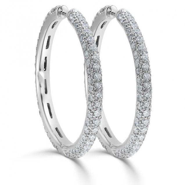 8 Carat Trendy Real Diamond Hoop Designer Earrings