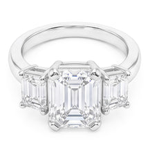 8 Carats Emerald Real Natural Earth Mined Diamonds Three Stone Ring White Gold 14K New
