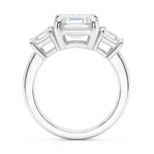 8 Carats Emerald Real Natural Earth Mined Diamonds Three Stone Ring White Gold 14K New