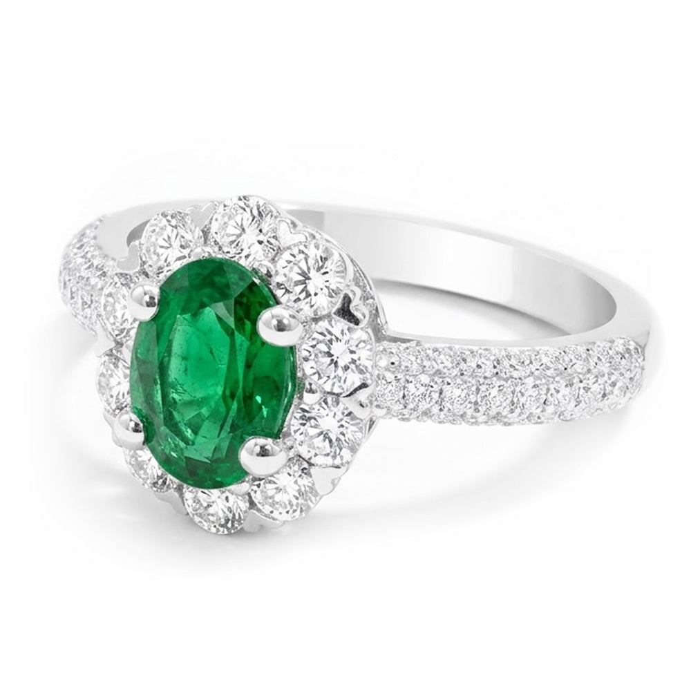 8 Carats Green Emerald And Natural Earth Mined DIAMOND ( NOT LAB GROWN )s Engagement Ring White Gold 14K