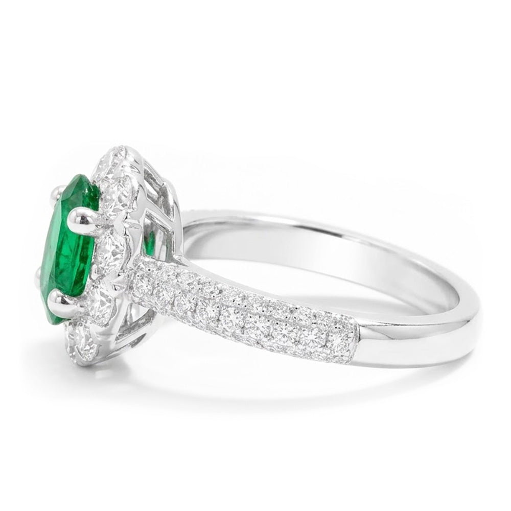 8 Carats Green Emerald And Natural Earth Mined DIAMOND ( NOT LAB GROWN )s Engagement Ring White Gold 14K