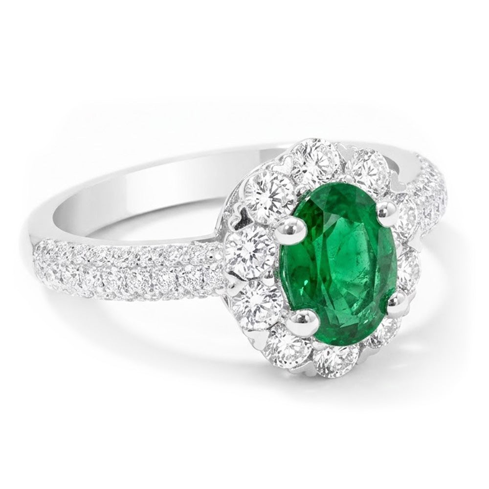 8 Carats Green Emerald And Natural Earth Mined DIAMOND ( NOT LAB GROWN )s Engagement Ring White Gold 14K
