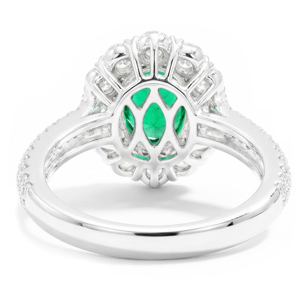 8 Carats Green Emerald And Natural Earth Mined DIAMOND ( NOT LAB GROWN )s Engagement Ring White Gold 14K
