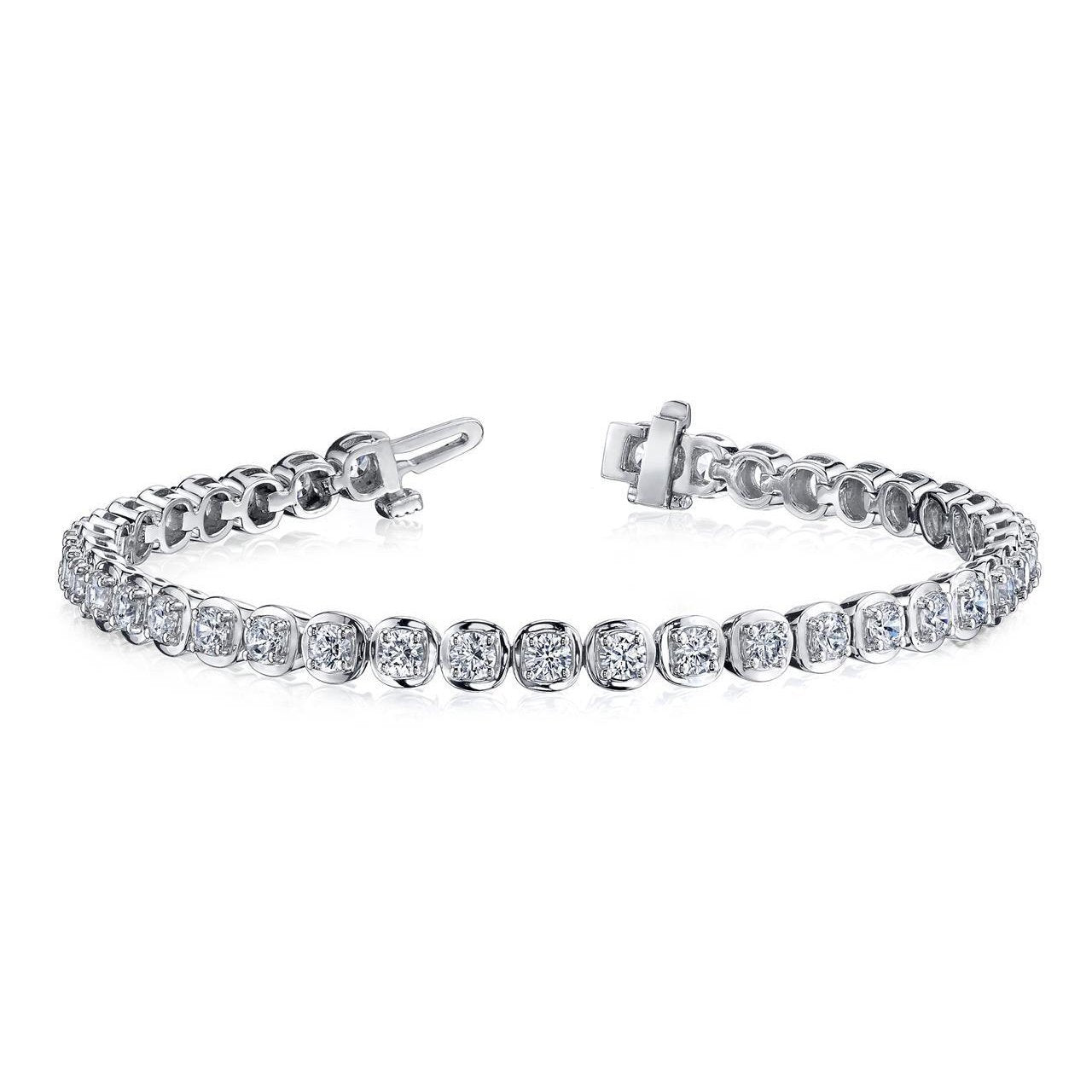 8 Carats Round Genuine Diamond Tennis Bracelet White Gold