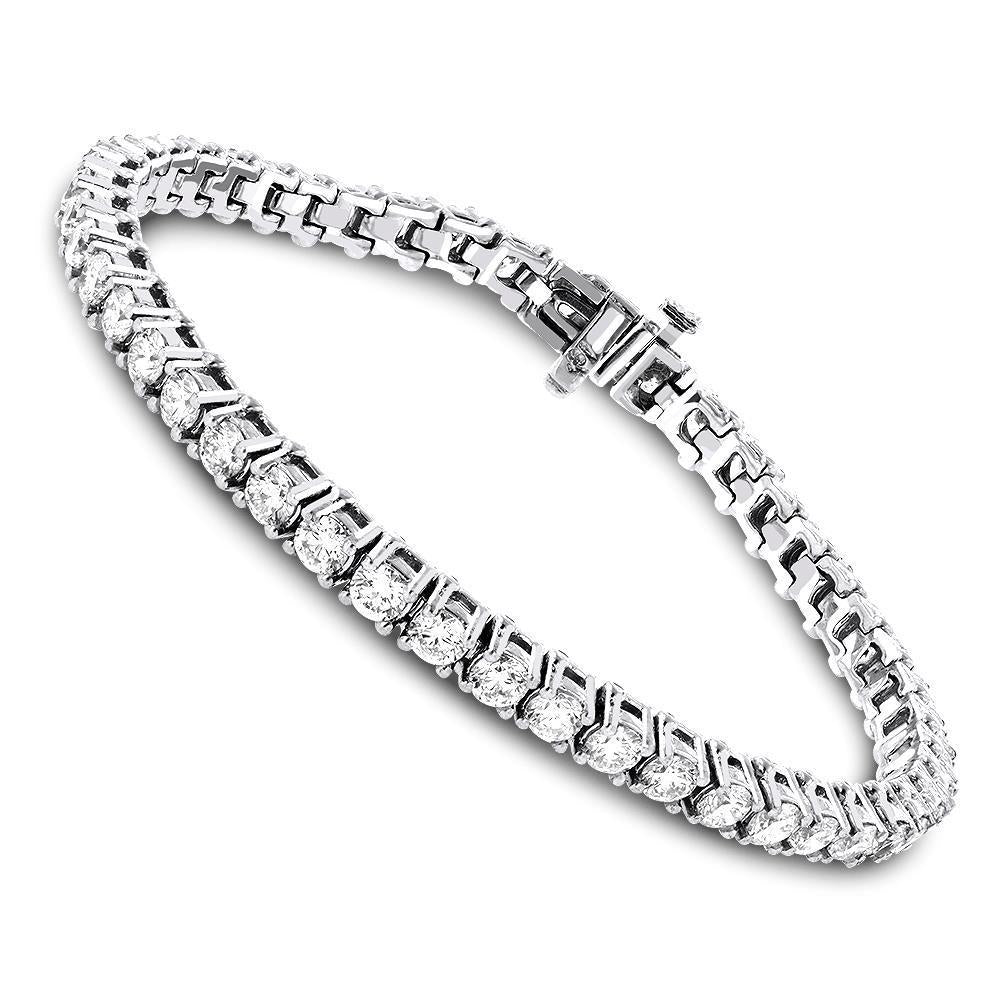 8 Carats Round Natural Diamond Women Bracelet White Gold