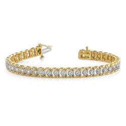 8 Carats Round Real Natural Earth Mined Diamonds Tennis Bracelet Yellow Gold 14K