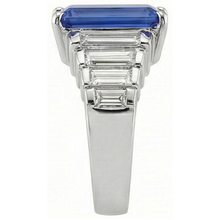 8 Carats Sri Lankan Sapphire Natural Earth Mined Diamond Ring White Gold 14K