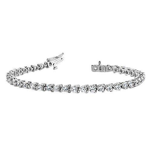 8 Carats Three Prong Set Round Real Diamond Tennis Bracelet Gold White