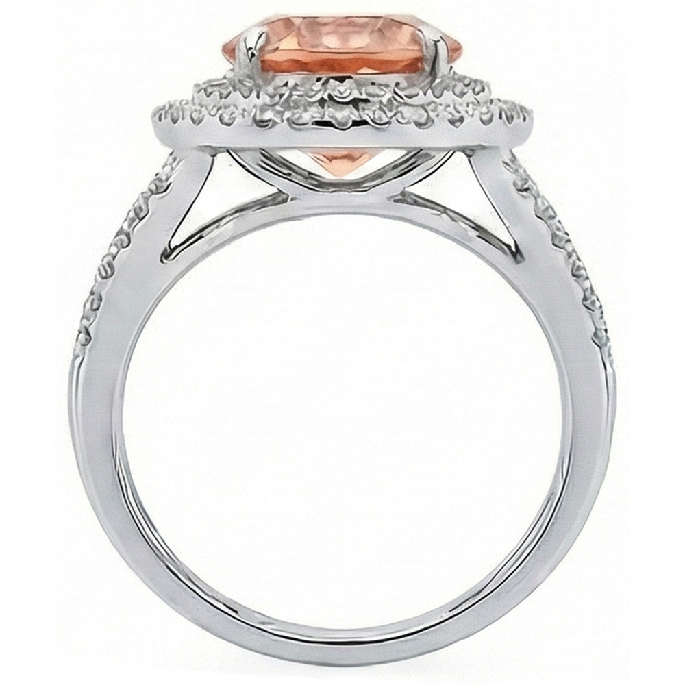 8 Ct Morganite Halo Natural Earth Mined Diamonds Ring White Gold 14K New
