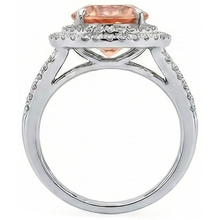 8 Ct Morganite Halo Natural Earth Mined Diamonds Ring White Gold 14K New
