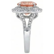 8 Ct Morganite Halo Natural Earth Mined Diamonds Ring White Gold 14K New