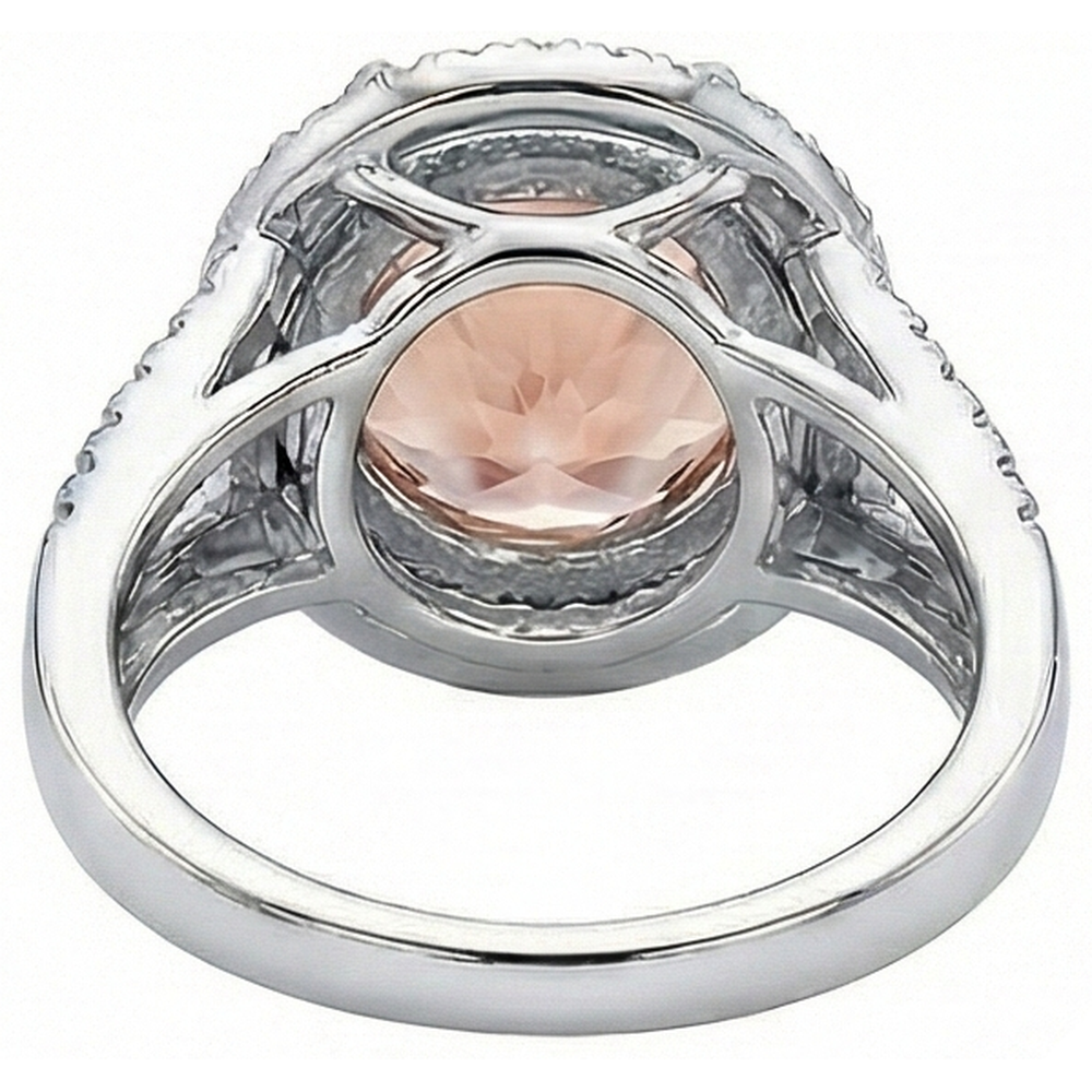 8 Ct Morganite Halo Natural Earth Mined Diamonds Ring White Gold 14K New