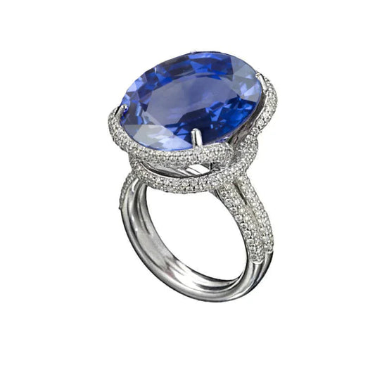 8 Ct Oval Sapphire Diamond Ring