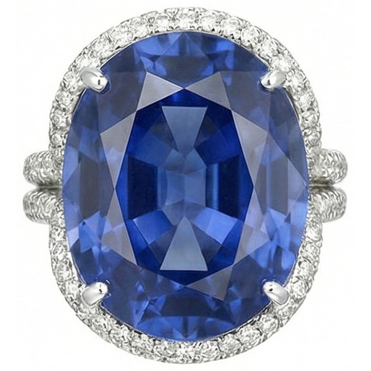 8 Ct Oval Sapphire IGI CERTIFIED Diamond Ring