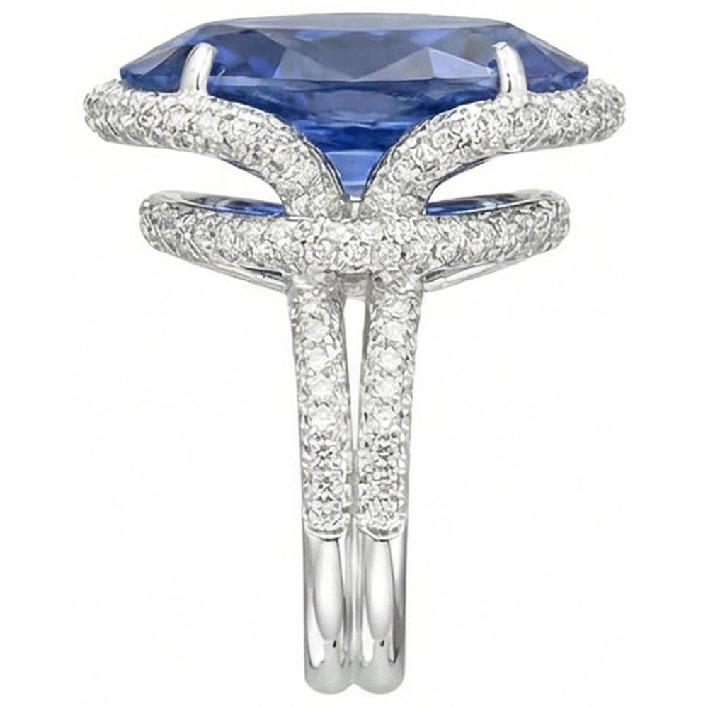 8 Ct Oval Sapphire Natural Earth Mined DIAMOND ( NOT LAB GROWN ) Ring