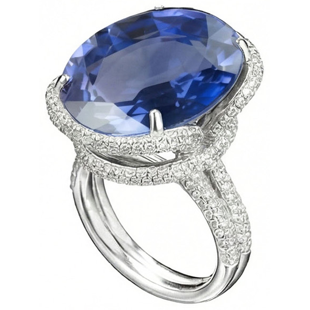 8 Ct Oval Sapphire Natural Earth Mined DIAMOND ( NOT LAB GROWN ) Ring