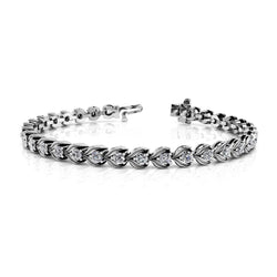 8 Ct Prong Set Round Natural Earth Mined Diamond Flower Link Tennis Bracelet Gold White