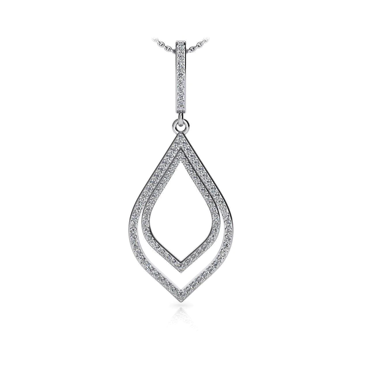 8 Ct Round Cut Real Diamonds Open Double Leaf Pendant Necklace White Gold