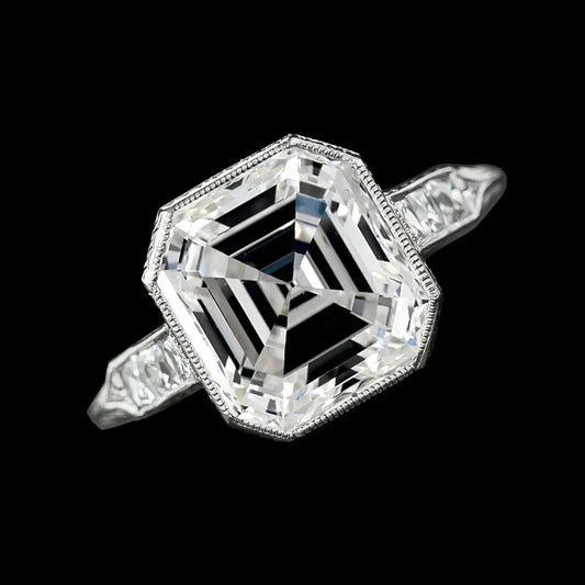 8.25 Carat Big Asscher Real Diamond Wedding Ring