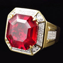 8.75 Ct Red Asscher Cut Men's Ruby Ring With Natural Earth Mined Diamonds Gold Jewellery