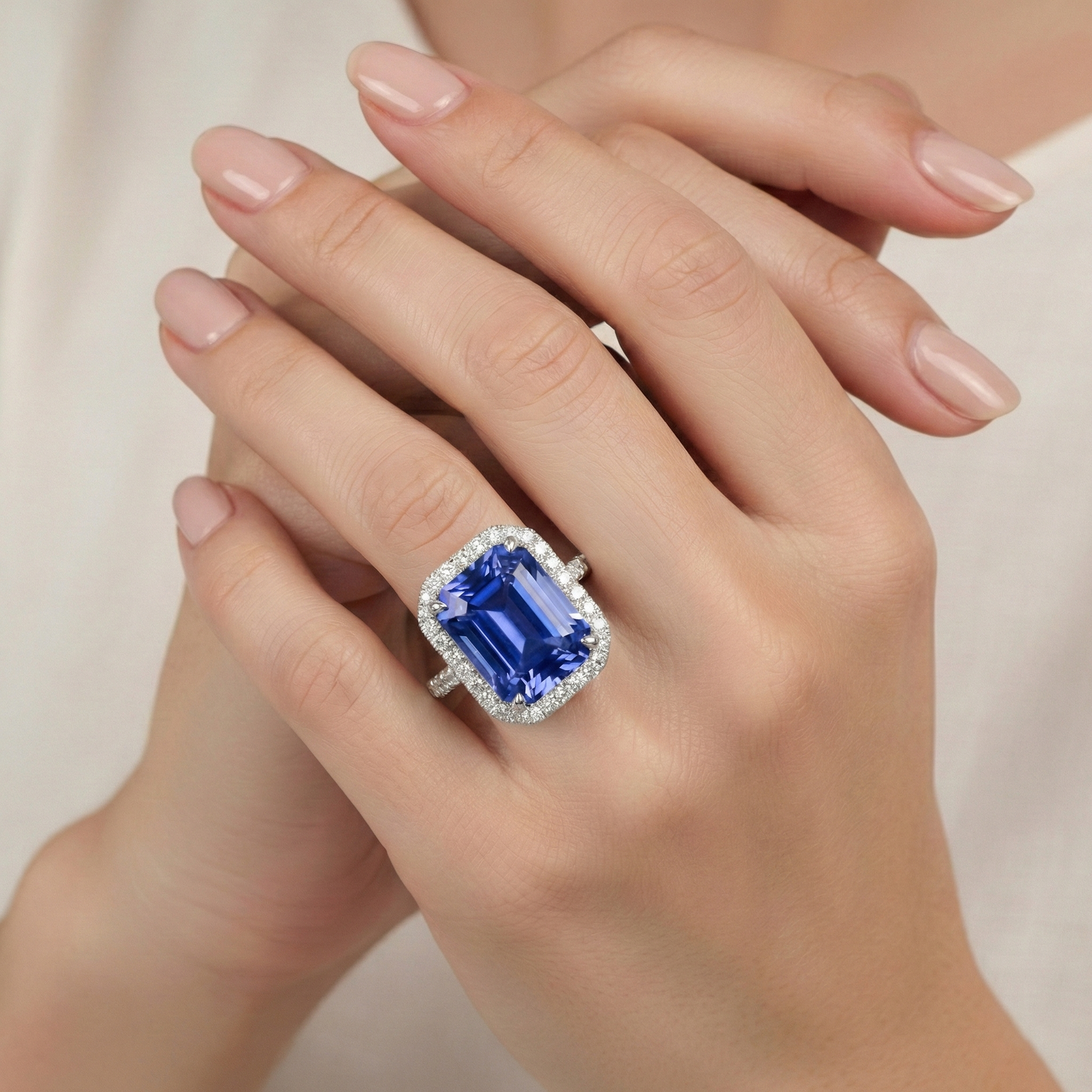 8.81 Ct. Radiant Ceylon Sapphire And Natural Earth Mined DIAMOND ( NOT LAB GROWN )s Engagement Ring