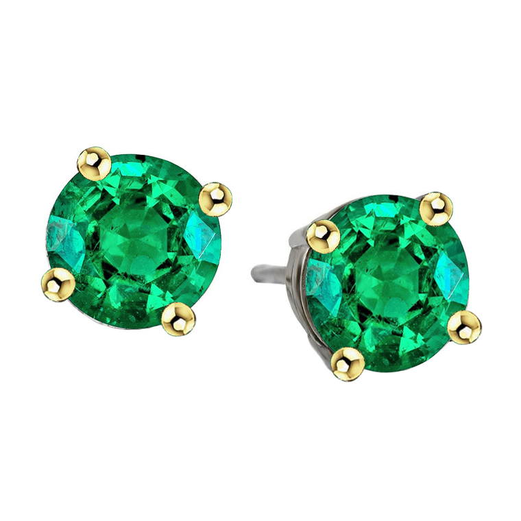 Round Brilliant Fine Emerald ring in Two-Tone 14K Gold – main view