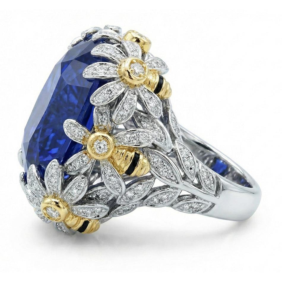8 Carat Two Tone Sapphire Engagement Ring