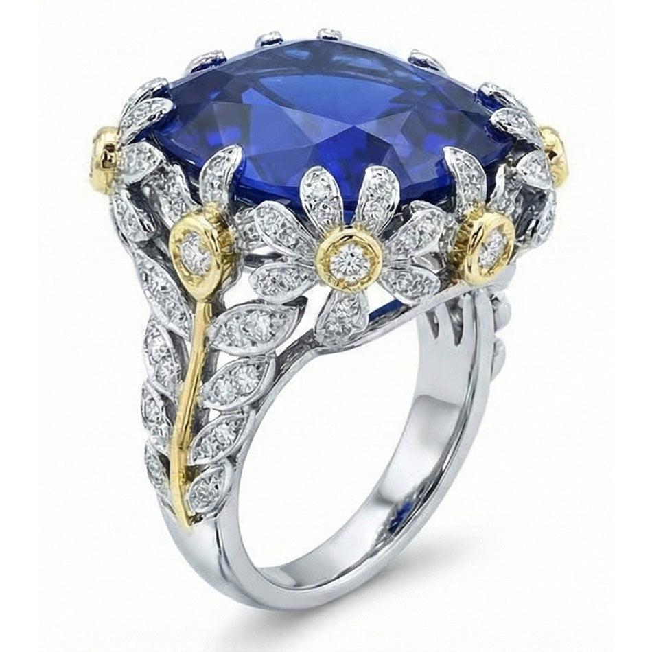 8 Carat Two Tone Sapphire Engagement Ring