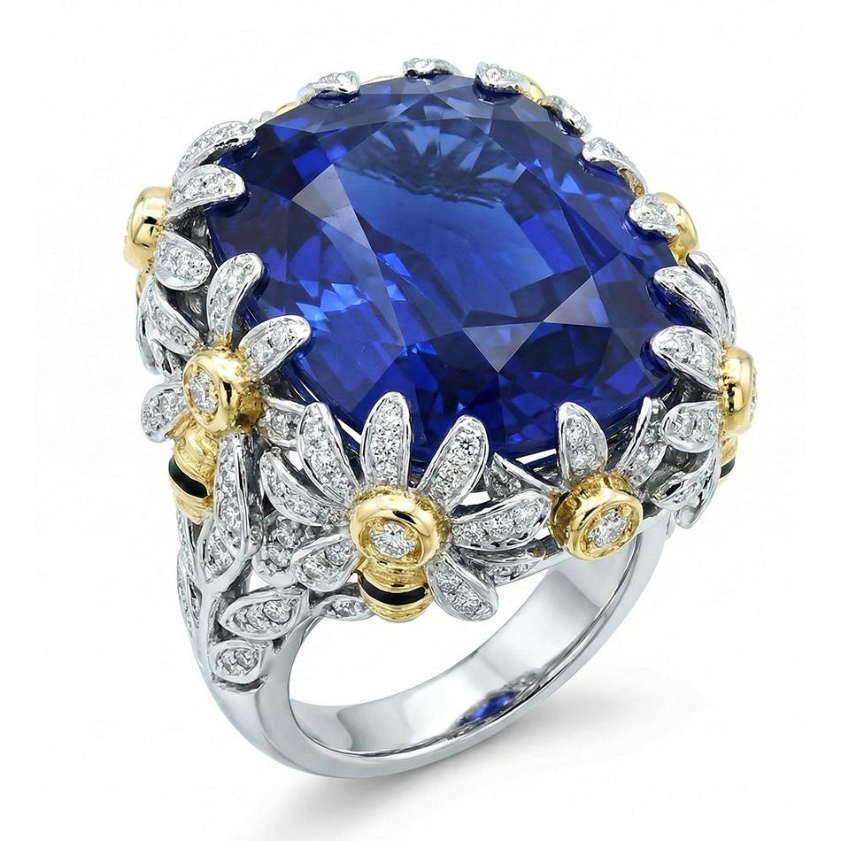 8 Carat Two Tone Sapphire Engagement Ring