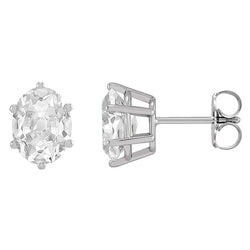 Brilliant Diamond Earrings – Old Mine Cut 4 ct 14K White Gold