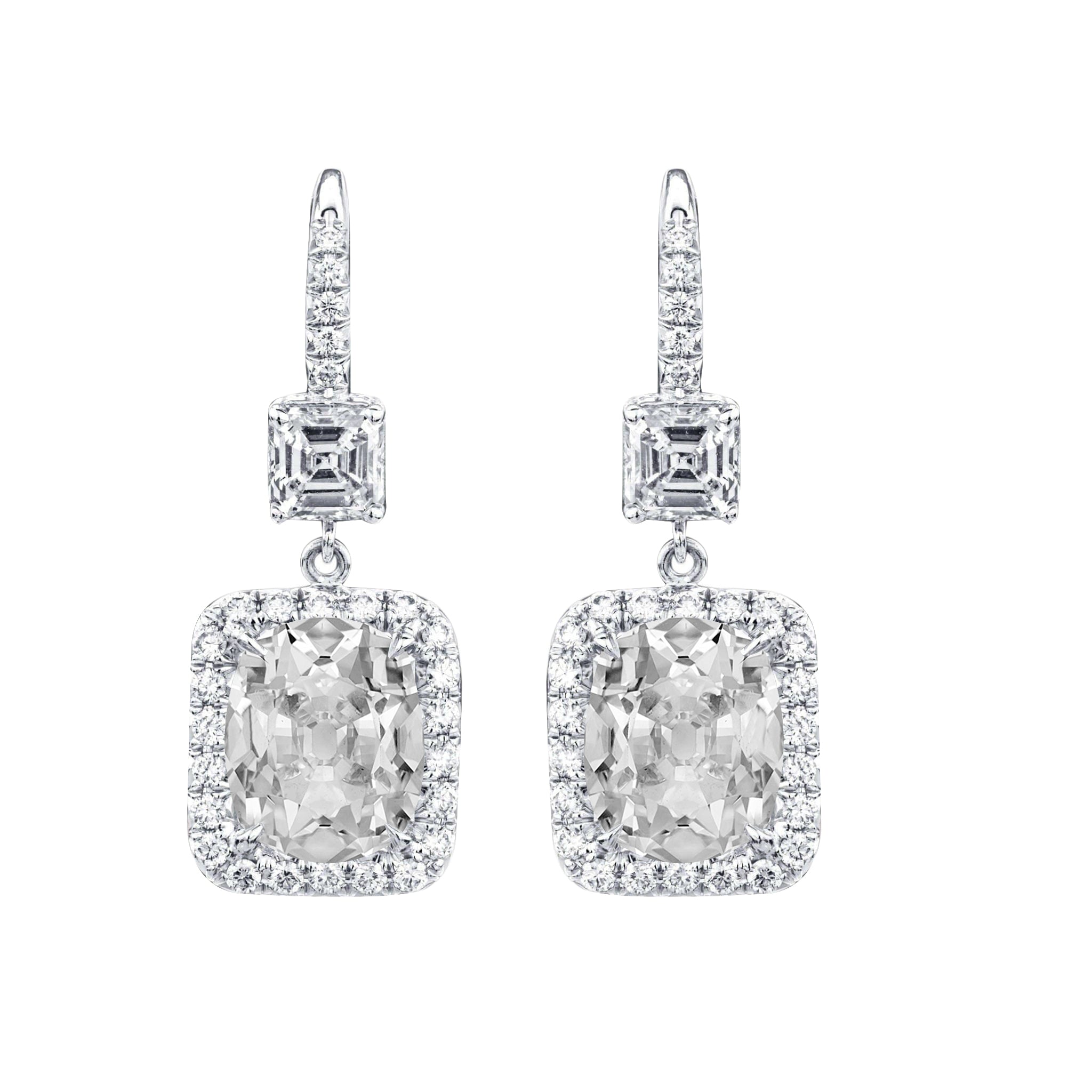 Fine Diamond Drop Earrings 2-ct 14K White Gold – main view