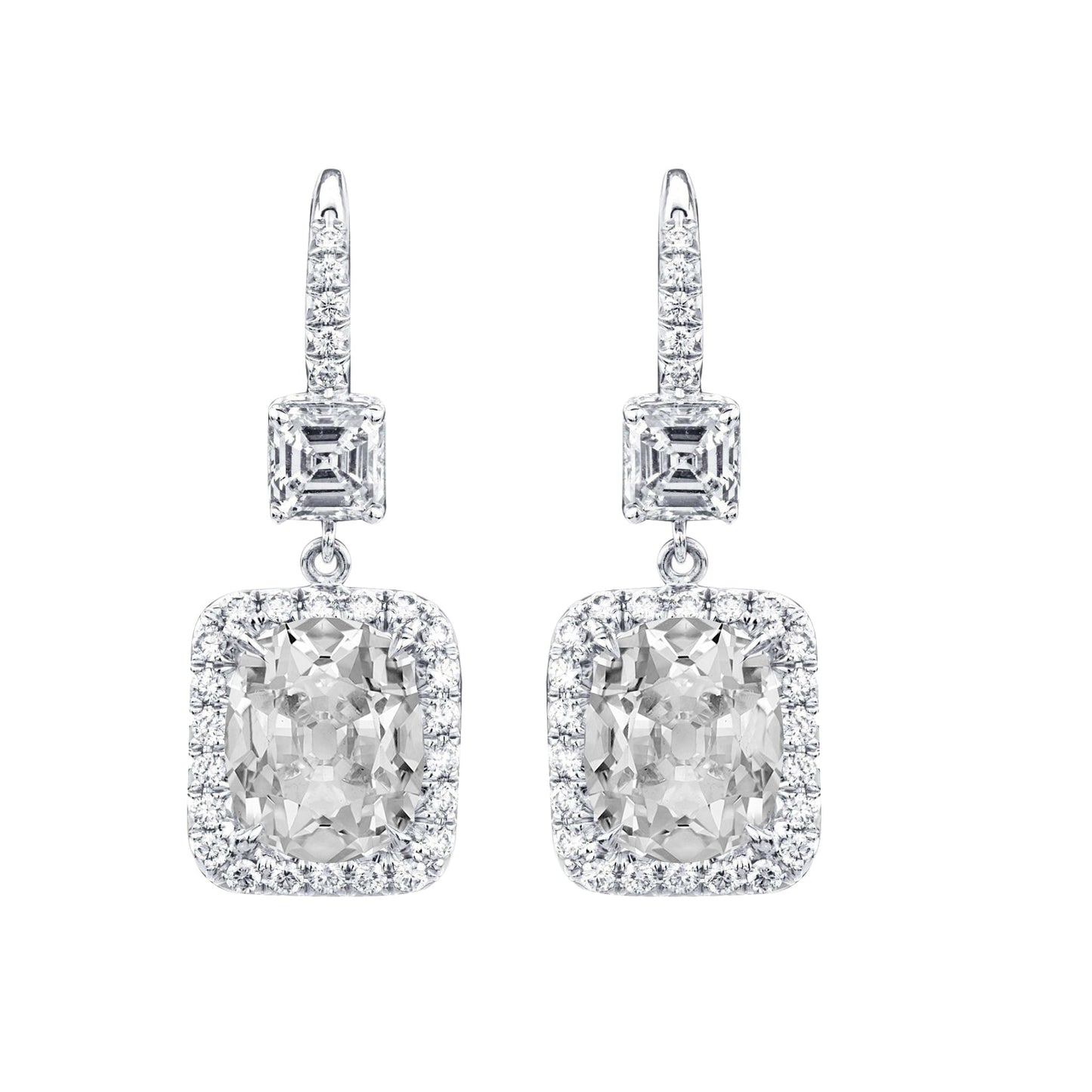 Fine Diamond Drop Earrings 2-ct 14K White Gold – main view