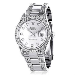 8 Carats Round Natural Earth Mined Diamond Rolex Datejust Gents Watch Stainless Steel