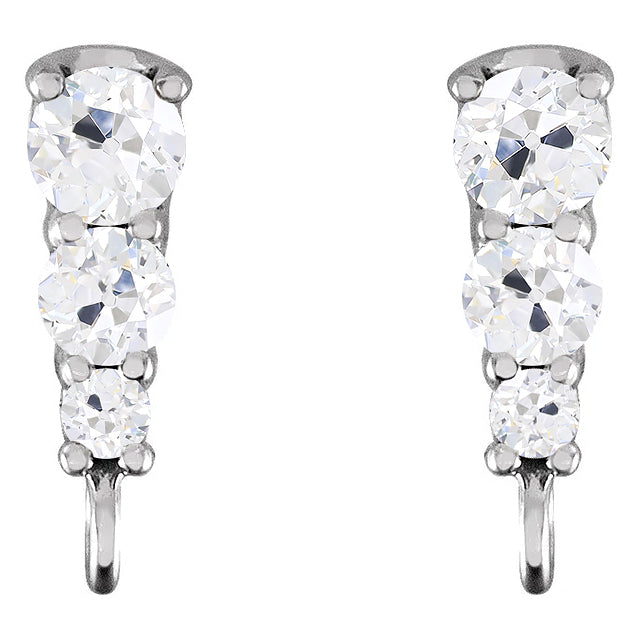 Genuine Diamond Earrings 1.50 ct 14 Karat White Gold – main view