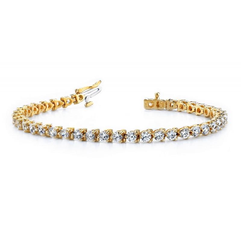  Natural Diamonds Basic Style Yellow Gold Tennis Bracelet