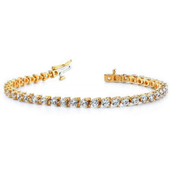 8.20 Carats Natural Diamonds Basic Style Yellow Gold Tennis Bracelet