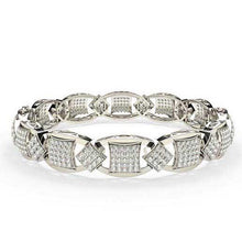 8.20 Carats Natural Sparkling Diamonds Link Men Bracelet White Gold 14K