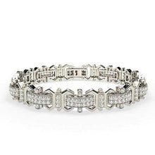 8.20 Carats Prong Set Small Natural Diamonds Men'S Bracelet Gold White 14K