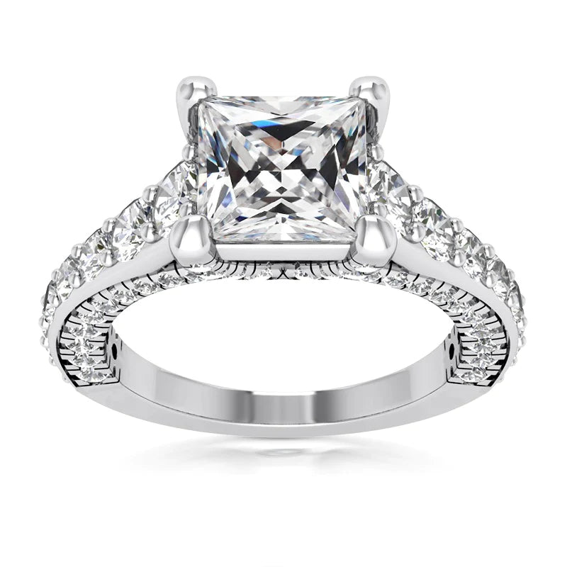 8.50 Carats Square Cut Old Miner Real Diamond Ring Antique Style Jewelry