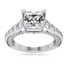 8.50 Carats Square Cut Old Miner Real Diamond Ring Antique Style Jewelry