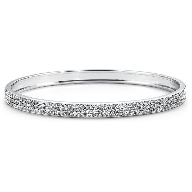 8.50 Ct Round Brilliant Cut Real Diamonds Bangle White Gold 14K