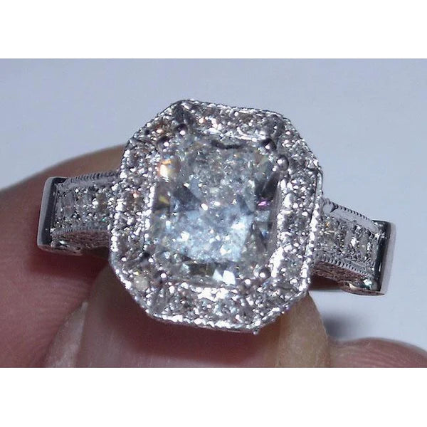 8.51 Carat Natural Diamond Engagement Ring Band Set Radiant Cut