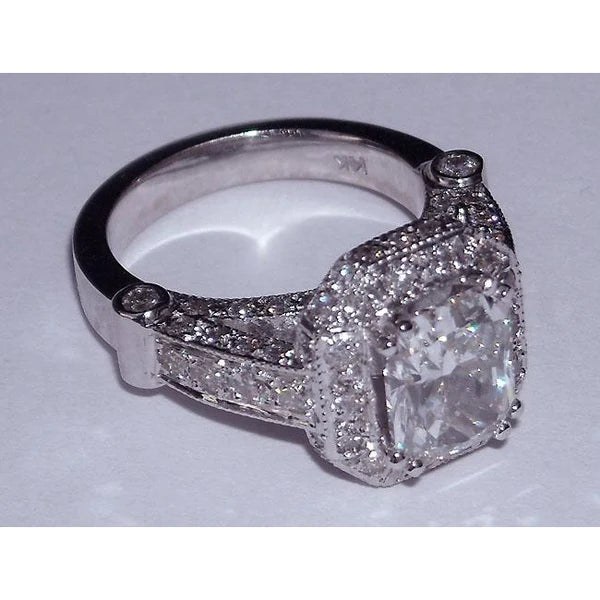 8.51 Carat Natural Diamond Engagement Ring Band Set Radiant Cut