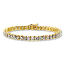 8.60 Carats Sparkling Round Real Diamonds Tennis Bracelet Gold Yellow 14K