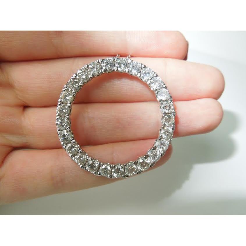 8.75 Carats Ladies Circle Of Life Diamond Pendant White Gold Jewelry