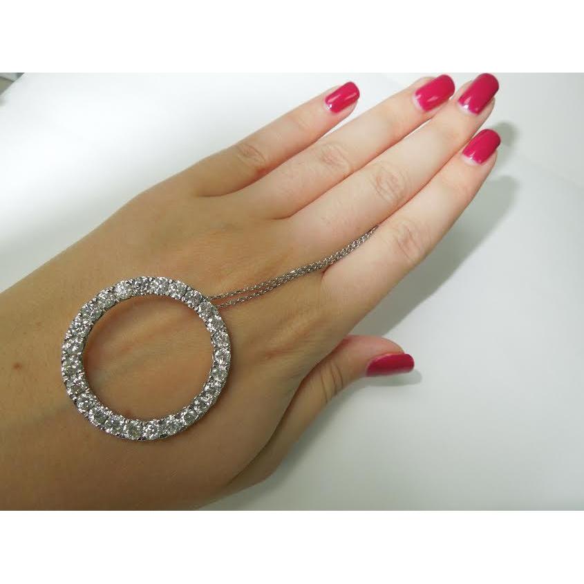 8.75 Carats Ladies Circle Of Life Diamond Pendant White Gold Jewelry